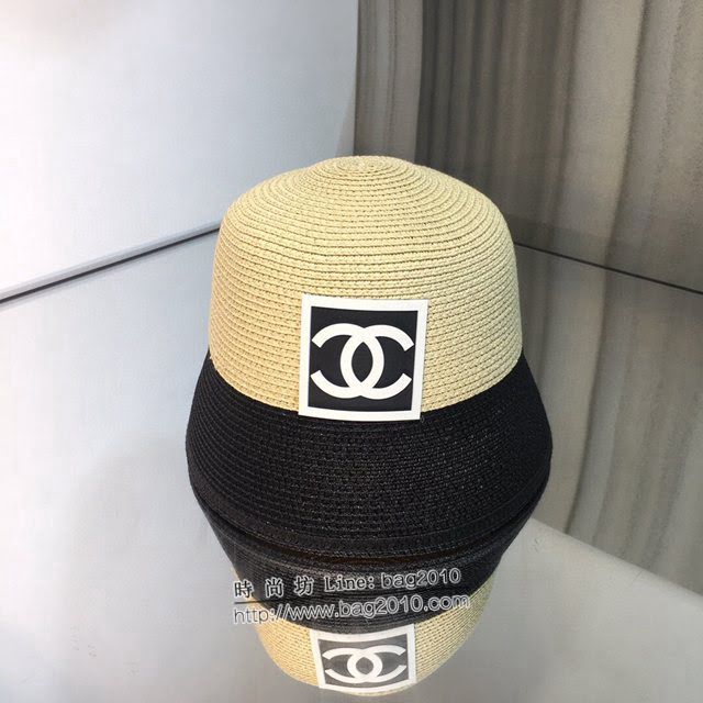 Chanel新款女士帽子 香奈兒拼色小帽簷漁夫帽遮陽帽草帽  mm1237